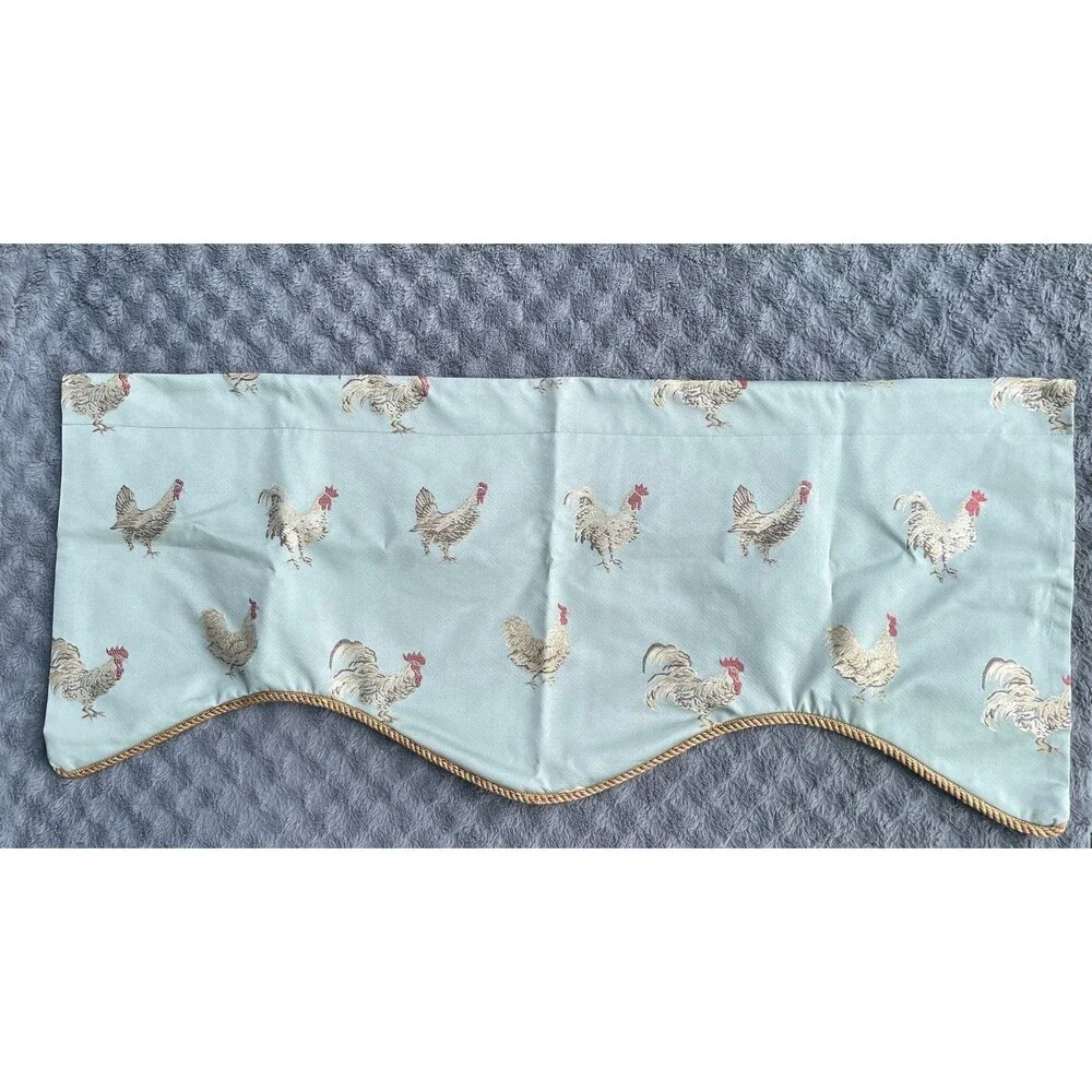 Farmhouse Kitchen Scalloped Valance Rooster Chicken Country Farmhouse Rustic 45”